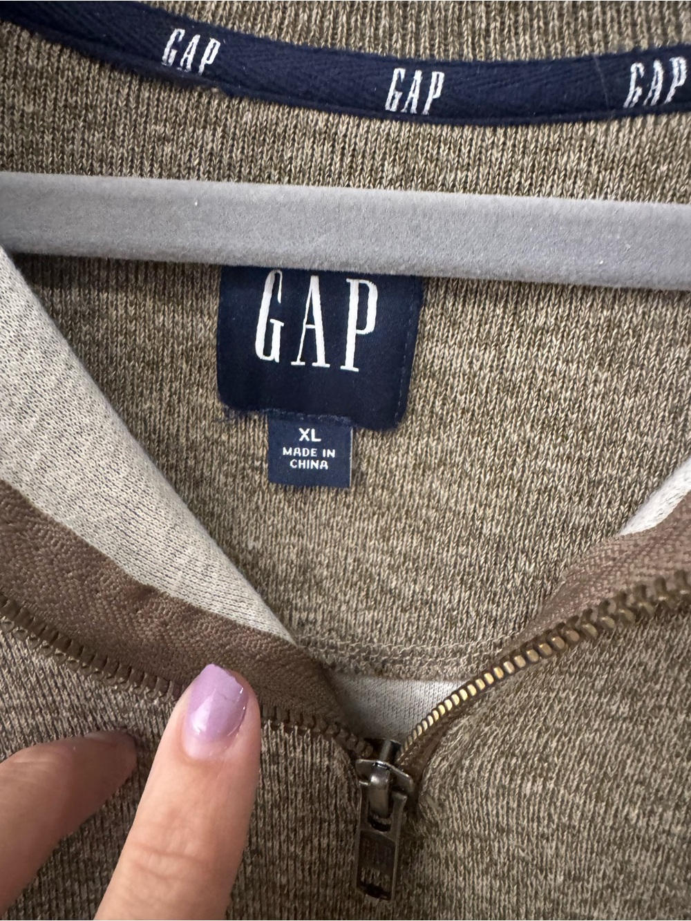 GAP Taupe Brown Knit Zip-Up Sweater